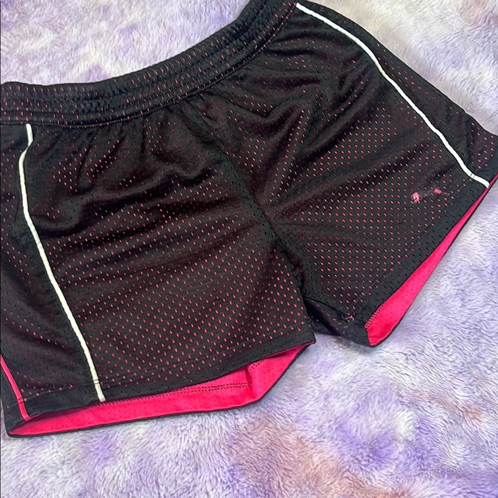 Girls Black and Pink Athletic Shorts